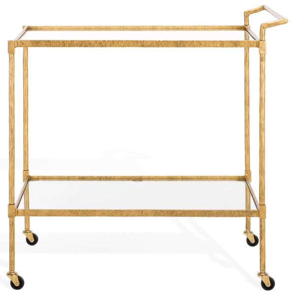 Safavieh ISABELLINA Metal and Glass Bar Cart - Elevate Your Entertaining with Stylish, Modern Design & Durability Brass / Clear SFV9539A