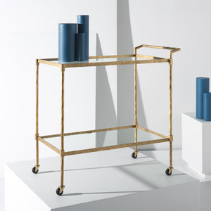 Safavieh Isabellina Metal And Glass Bar Cart – Elegant Iron Design For Chic Entertaining And Stylish Storage Brass ,Clear Metal ,Glass Sfv9539a