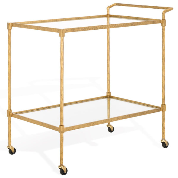 Safavieh ISABELLINA Metal and Glass Bar Cart - Elevate Your Entertaining with Stylish, Modern Design & Durability Brass / Clear SFV9539A