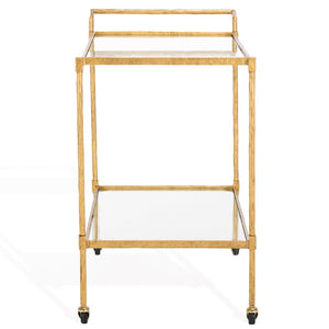 Safavieh ISABELLINA Metal and Glass Bar Cart - Elevate Your Entertaining with Stylish, Modern Design & Durability Brass / Clear SFV9539A