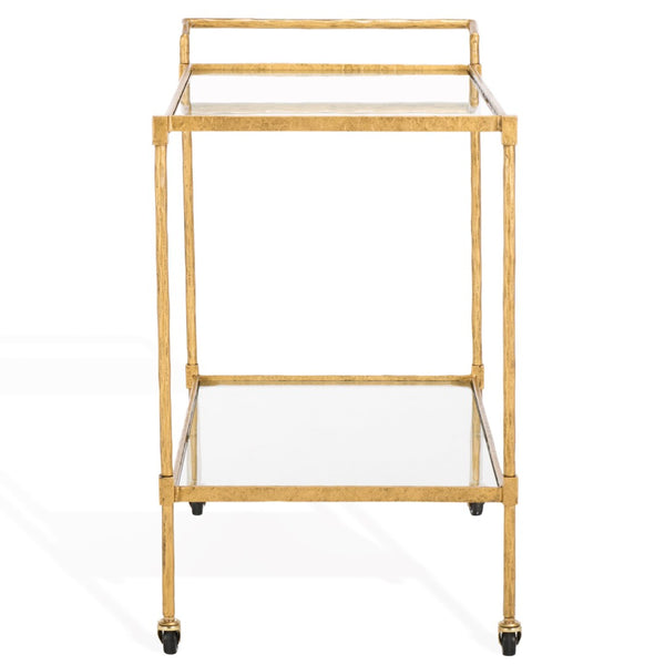 Safavieh ISABELLINA Metal and Glass Bar Cart - Elevate Your Entertaining with Stylish, Modern Design & Durability Brass / Clear SFV9539A