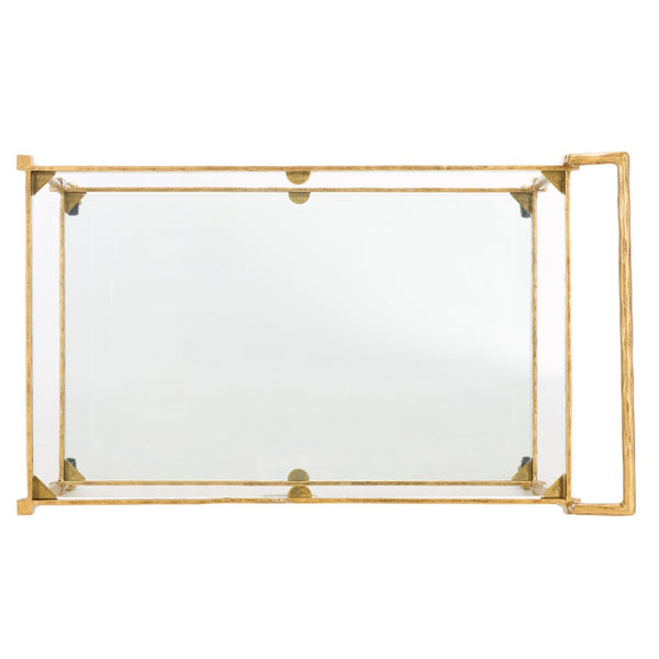 Safavieh ISABELLINA Metal and Glass Bar Cart - Elevate Your Entertaining with Stylish, Modern Design & Durability Brass / Clear SFV9539A