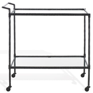 Safavieh ISABELLINA Metal and Glass Bar Cart - Elevate Your Entertaining with Stylish, Modern Design & Durability Black / Clear SFV9539B