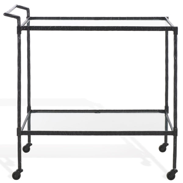 Safavieh ISABELLINA Metal and Glass Bar Cart - Elevate Your Entertaining with Stylish, Modern Design & Durability Black / Clear SFV9539B