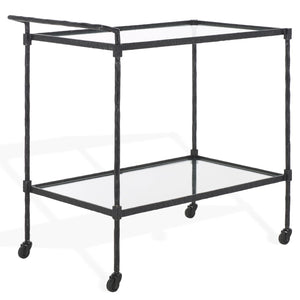 Safavieh ISABELLINA Metal and Glass Bar Cart - Elevate Your Entertaining with Stylish, Modern Design & Durability Black / Clear SFV9539B