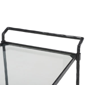 Safavieh ISABELLINA Metal and Glass Bar Cart - Elevate Your Entertaining with Stylish, Modern Design & Durability Black / Clear SFV9539B