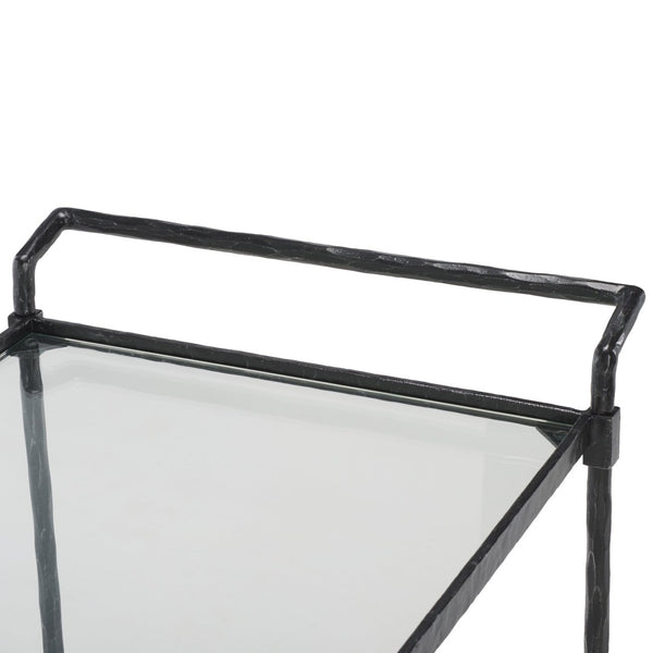 Safavieh ISABELLINA Metal and Glass Bar Cart - Elevate Your Entertaining with Stylish, Modern Design & Durability Black / Clear SFV9539B