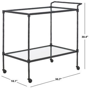 Safavieh Isabellina Metal And Glass Bar Cart – Elegant Iron Design For Chic Entertaining And Stylish Storage Black ,Clear Metal ,Glass Sfv9539b