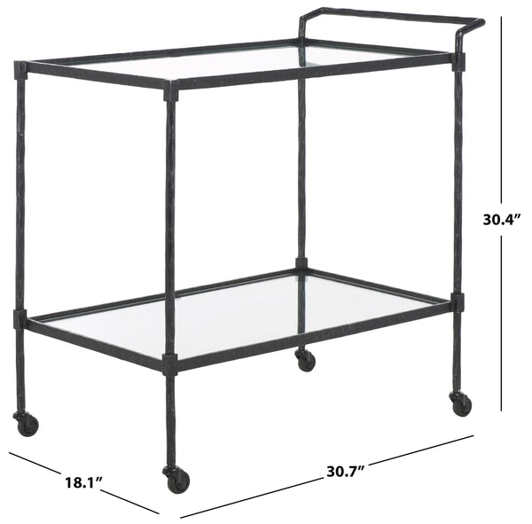 Safavieh Isabellina Metal And Glass Bar Cart – Elegant Iron Design For Chic Entertaining And Stylish Storage Black ,Clear Metal ,Glass Sfv9539b