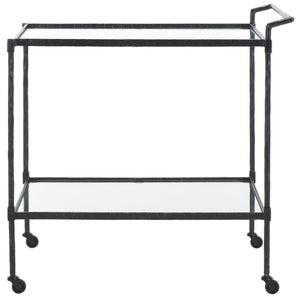Safavieh Isabellina Metal And Glass Bar Cart – Elegant Iron Design For Chic Entertaining And Stylish Storage Black ,Clear Metal ,Glass Sfv9539b