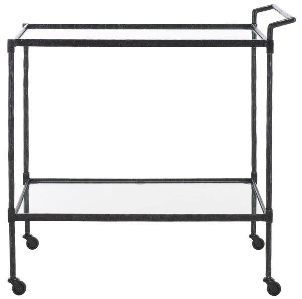 Safavieh Isabellina Metal And Glass Bar Cart – Elegant Iron Design For Chic Entertaining And Stylish Storage Black ,Clear Metal ,Glass Sfv9539b