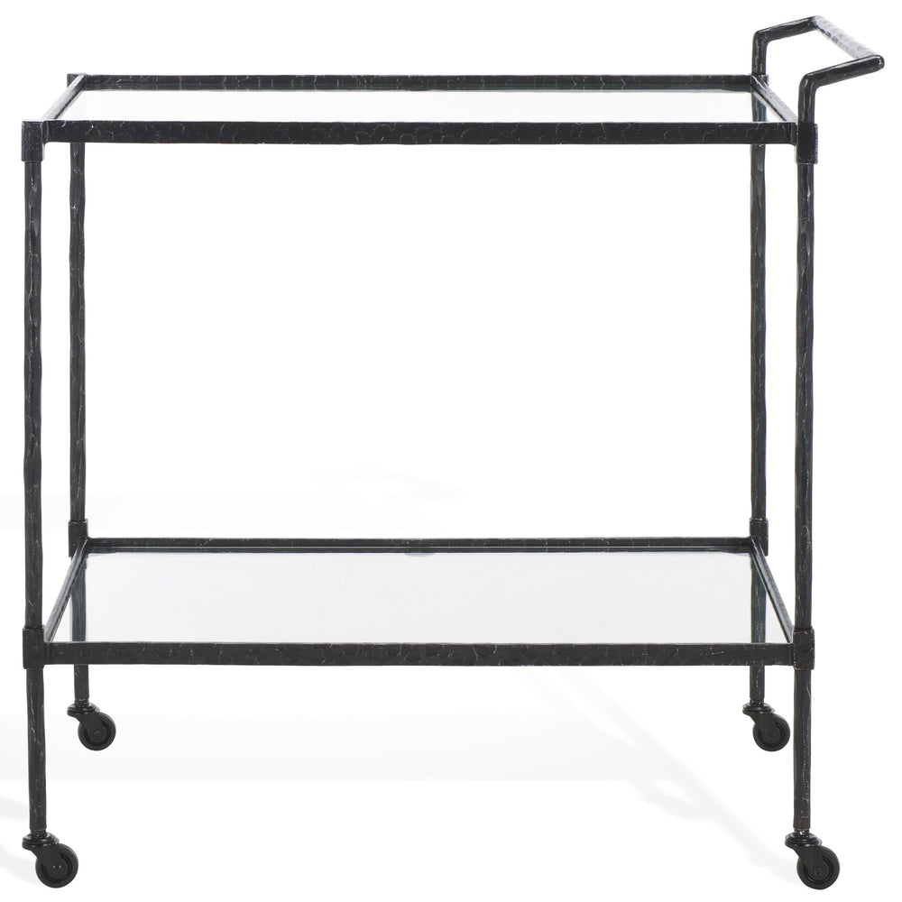Safavieh Isabellina Metal And Glass Bar Cart – Elegant Iron Design For Chic Entertaining And Stylish Storage Black ,Clear Metal ,Glass Sfv9539b