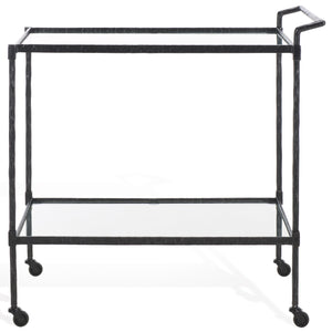 Safavieh Isabellina Metal And Glass Bar Cart – Elegant Iron Design For Chic Entertaining And Stylish Storage Black ,Clear Metal ,Glass Sfv9539b