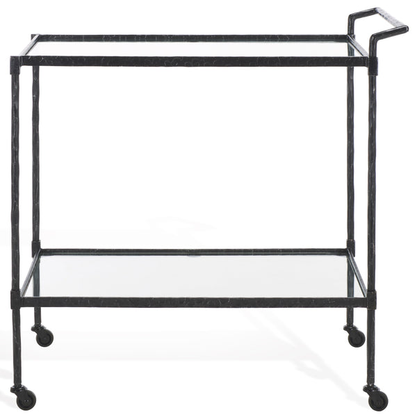 Safavieh Isabellina Metal And Glass Bar Cart – Elegant Iron Design For Chic Entertaining And Stylish Storage Black ,Clear Metal ,Glass Sfv9539b