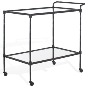 Safavieh Isabellina Metal And Glass Bar Cart – Elegant Iron Design For Chic Entertaining And Stylish Storage Black ,Clear Metal ,Glass Sfv9539b