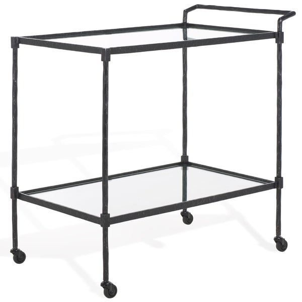 Safavieh Isabellina Metal And Glass Bar Cart – Elegant Iron Design For Chic Entertaining And Stylish Storage Black ,Clear Metal ,Glass Sfv9539b