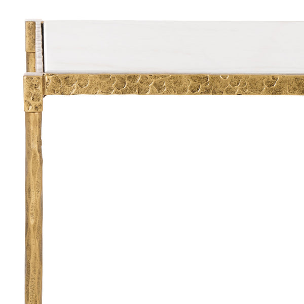 Safavieh Isabellina Metal And Marble Console Table – Elegant Brass And White Design For Timeless Appeal Brass ,White Metal ,Marble Sfv9540a