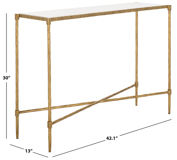 Safavieh Isabellina Metal And Marble Console Table – Elegant Brass And White Design For Timeless Appeal Brass ,White Metal ,Marble Sfv9540a