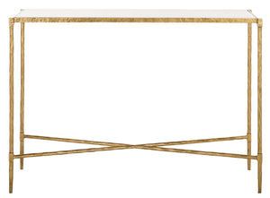 Safavieh Isabellina Metal And Marble Console Table – Elegant Brass And White Design For Timeless Appeal Brass ,White Metal ,Marble Sfv9540a