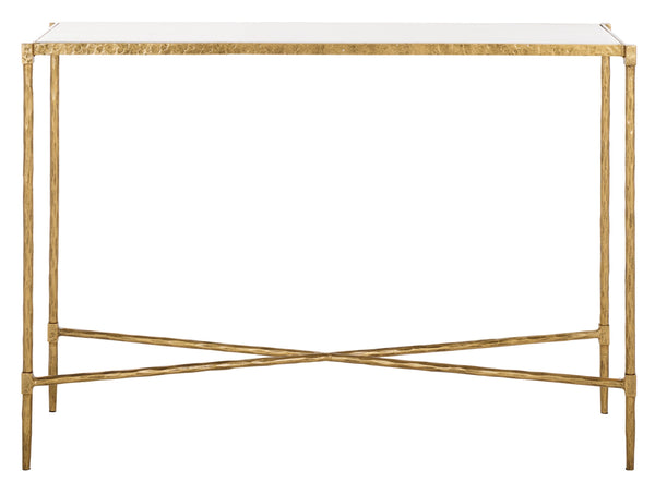 Safavieh Isabellina Metal And Marble Console Table – Elegant Brass And White Design For Timeless Appeal Brass ,White Metal ,Marble Sfv9540a