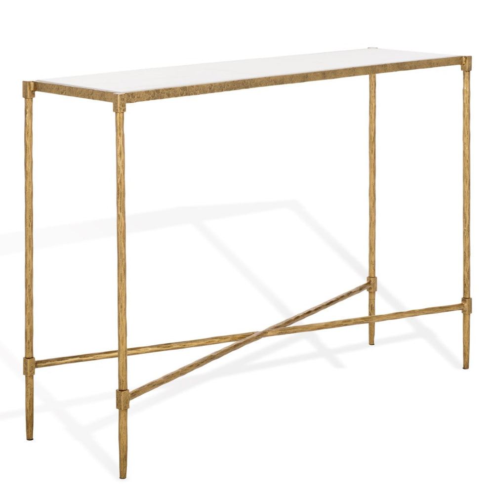 Safavieh ISABELLINA Console Table - Elegant Marble Top with Sturdy Iron Frame for Chic Entryway Decor Brass / White SFV9540A