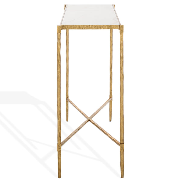 Safavieh Isabellina Metal And Marble Console Table – Elegant Brass And White Design For Timeless Appeal Brass ,White Metal ,Marble Sfv9540a