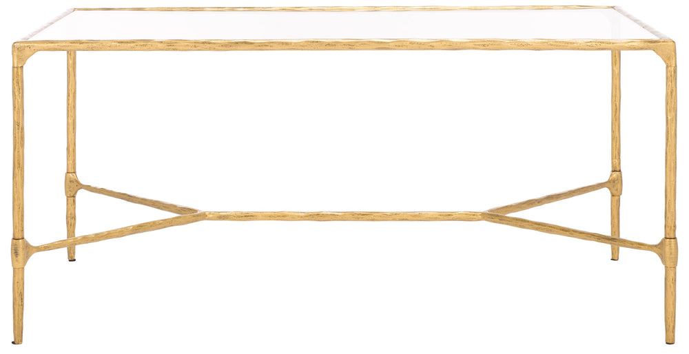 Safavieh Isabellina Metal And Glass Coffee Table - Exquisite Brass Design For Timeless Elegance And Style Brass ,Clear Metal ,Glass Sfv9541a