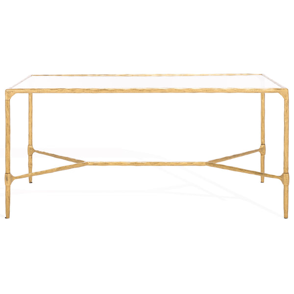 Safavieh Isabellina Metal And Glass Coffee Table - Exquisite Brass Design For Timeless Elegance And Style Brass ,Clear Metal ,Glass Sfv9541a