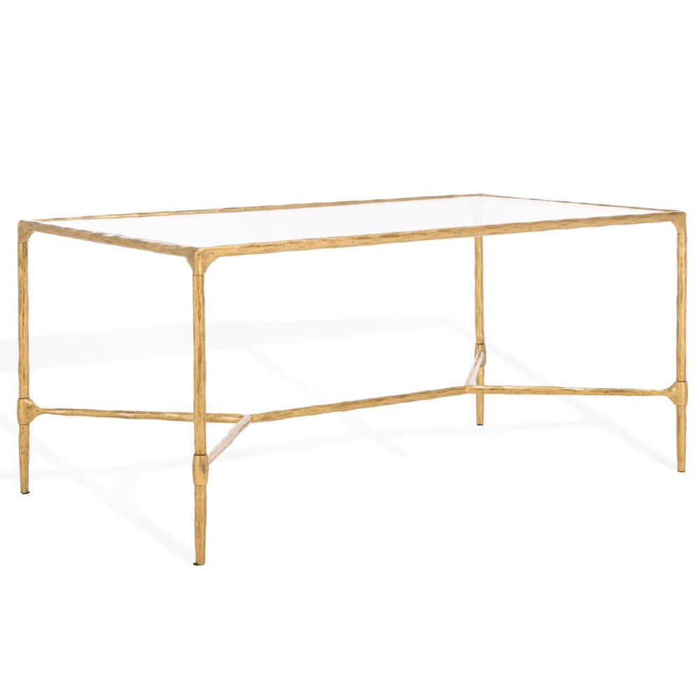 Safavieh ISABELLINA Contemporary Metal and Glass Coffee Table – Elegant Centerpiece for Modern Living Spaces Brass / Clear SFV9541A