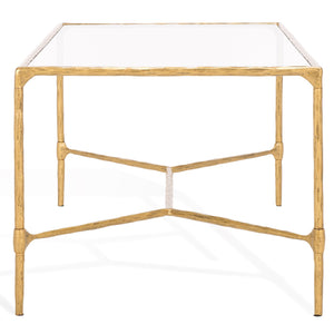 Safavieh Isabellina Metal And Glass Coffee Table - Exquisite Brass Design For Timeless Elegance And Style Brass ,Clear Metal ,Glass Sfv9541a