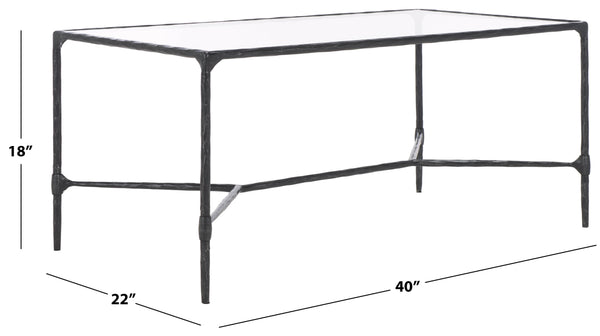 Safavieh Isabellina Metal And Glass Coffee Table - Exquisite Brass Design For Timeless Elegance And Style Black ,Clear Metal ,Glass Sfv9541b