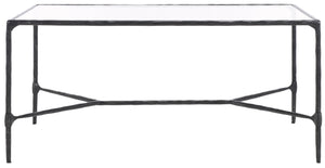 Safavieh Isabellina Metal And Glass Coffee Table - Exquisite Brass Design For Timeless Elegance And Style Black ,Clear Metal ,Glass Sfv9541b