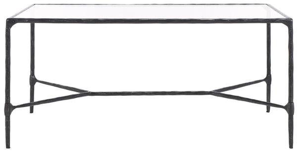 Safavieh Isabellina Metal And Glass Coffee Table - Exquisite Brass Design For Timeless Elegance And Style Black ,Clear Metal ,Glass Sfv9541b