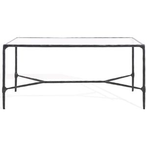 Safavieh Isabellina Metal And Glass Coffee Table - Exquisite Brass Design For Timeless Elegance And Style Black ,Clear Metal ,Glass Sfv9541b
