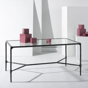 Safavieh Isabellina Metal And Glass Coffee Table - Exquisite Brass Design For Timeless Elegance And Style Black ,Clear Metal ,Glass Sfv9541b