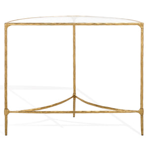Safavieh Isabellina Half Moon Console Table - Elegant Brass And Glass Design For Modern Home Décor Charm Brass ,Clear Metal ,Glass Sfv9542a