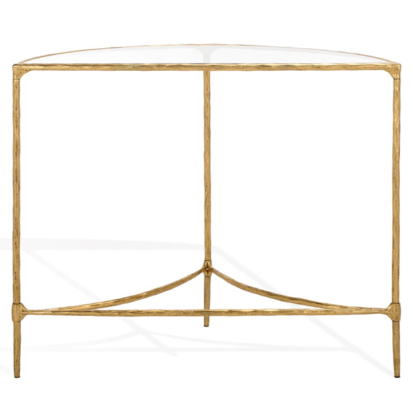 Safavieh Isabellina Half Moon Console Table - Elegant Brass And Glass Design For Modern Home Décor Charm Brass ,Clear Metal ,Glass Sfv9542a