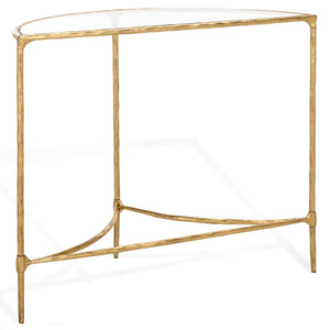 Safavieh Isabellina Half Moon Console Table - Elegant Brass And Glass Design For Modern Home Décor Charm Brass ,Clear Metal ,Glass Sfv9542a