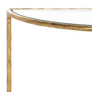 Safavieh Isabellina Half Moon Console Table - Elegant Brass And Glass Design For Modern Home Décor Charm Brass ,Clear Metal ,Glass Sfv9542a