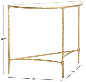 Safavieh Isabellina Half Moon Console Table - Elegant Brass And Glass Design For Modern Home Décor Charm Brass ,Clear Metal ,Glass Sfv9542a