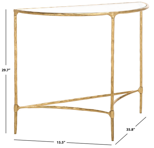Safavieh Isabellina Half Moon Console Table - Elegant Brass And Glass Design For Modern Home Décor Charm Brass ,Clear Metal ,Glass Sfv9542a