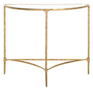 Safavieh Isabellina Half Moon Console Table - Elegant Brass And Glass Design For Modern Home Décor Charm Brass ,Clear Metal ,Glass Sfv9542a
