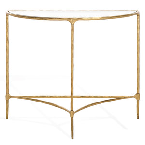 Safavieh Isabellina Half Moon Console Table - Elegant Brass And Glass Design For Modern Home Décor Charm Brass ,Clear Metal ,Glass Sfv9542a