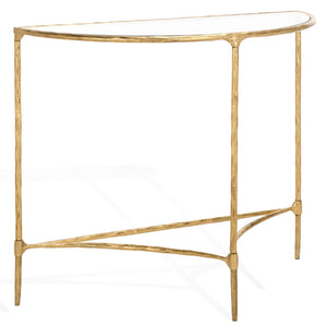 Safavieh Isabellina Half Moon Console Table - Elegant Brass And Glass Design For Modern Home Décor Charm Brass ,Clear Metal ,Glass Sfv9542a
