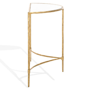 Safavieh Isabellina Half Moon Console Table - Elegant Brass And Glass Design For Modern Home Décor Charm Brass ,Clear Metal ,Glass Sfv9542a