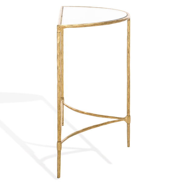 Safavieh Isabellina Half Moon Console Table - Elegant Brass And Glass Design For Modern Home Décor Charm Brass ,Clear Metal ,Glass Sfv9542a