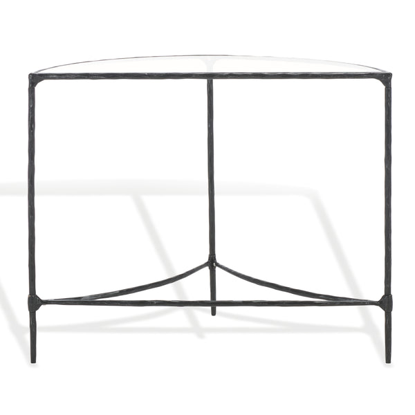 Safavieh Isabellina Half Moon Console Table - Elegant Brass And Glass Design For Modern Home Décor Charm Black ,Clear Metal ,Glass Sfv9542b