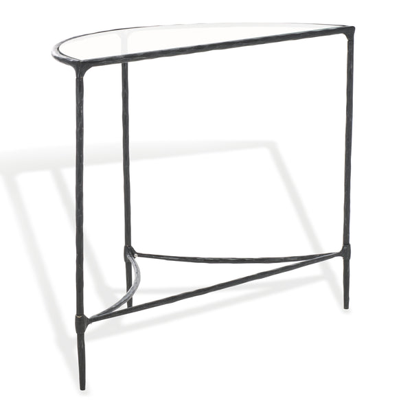 Safavieh Isabellina Half Moon Console Table - Elegant Brass And Glass Design For Modern Home Décor Charm Black ,Clear Metal ,Glass Sfv9542b