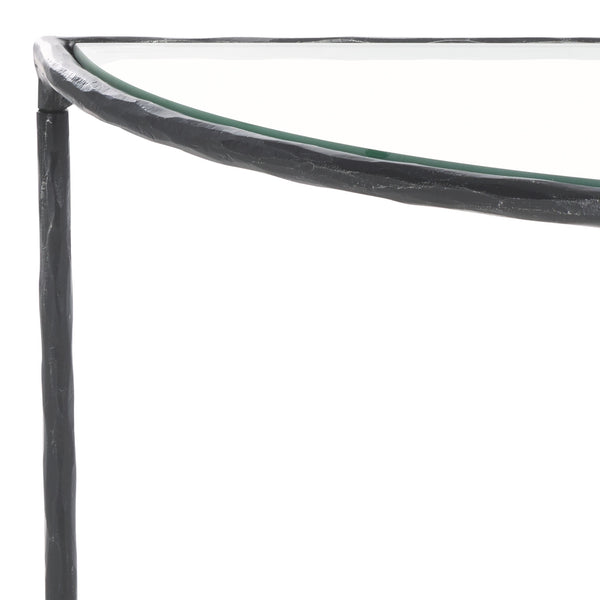 Safavieh Isabellina Half Moon Console Table - Elegant Brass And Glass Design For Modern Home Décor Charm Black ,Clear Metal ,Glass Sfv9542b