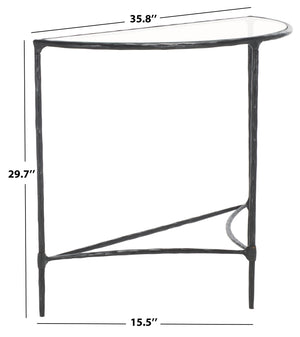 Safavieh Isabellina Half Moon Console Table - Elegant Brass And Glass Design For Modern Home Décor Charm Black ,Clear Metal ,Glass Sfv9542b